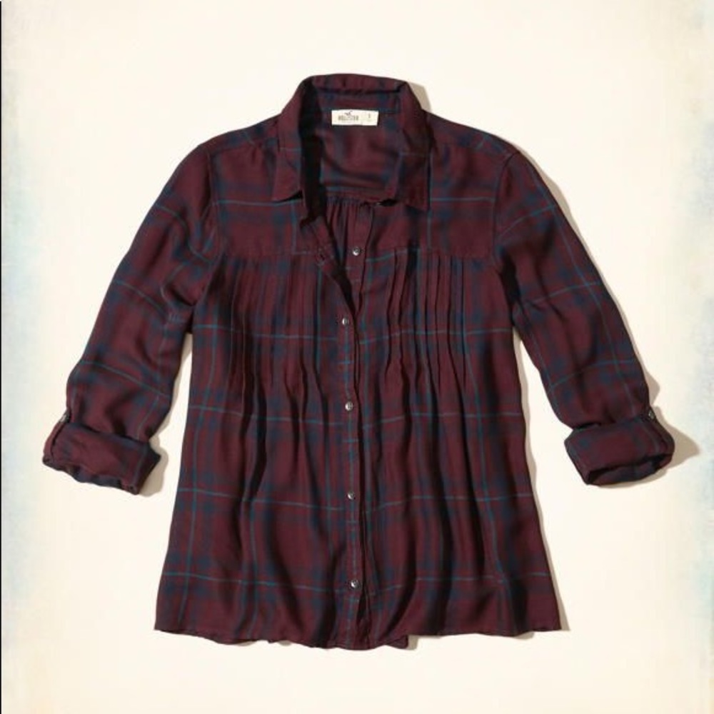 Hollister plaid button down top